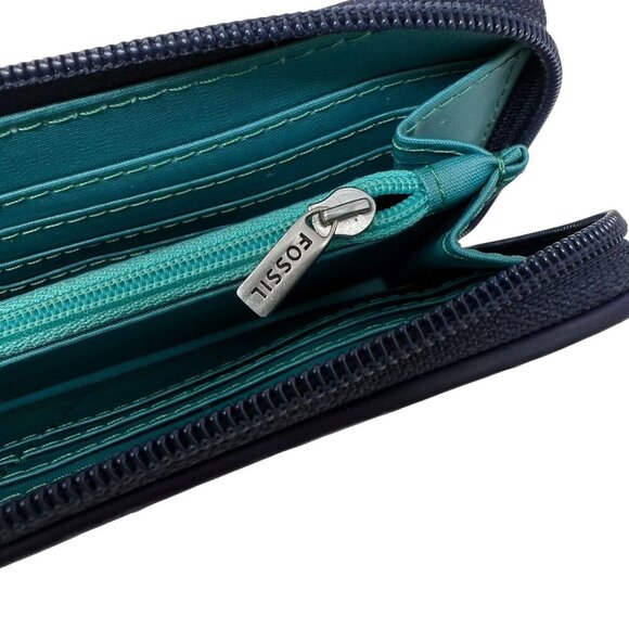 Fossil Womens Zip Wallet Key Ring Multicolor Rainbow Polka Dot Confetti Canvas - Picture 4 of 6